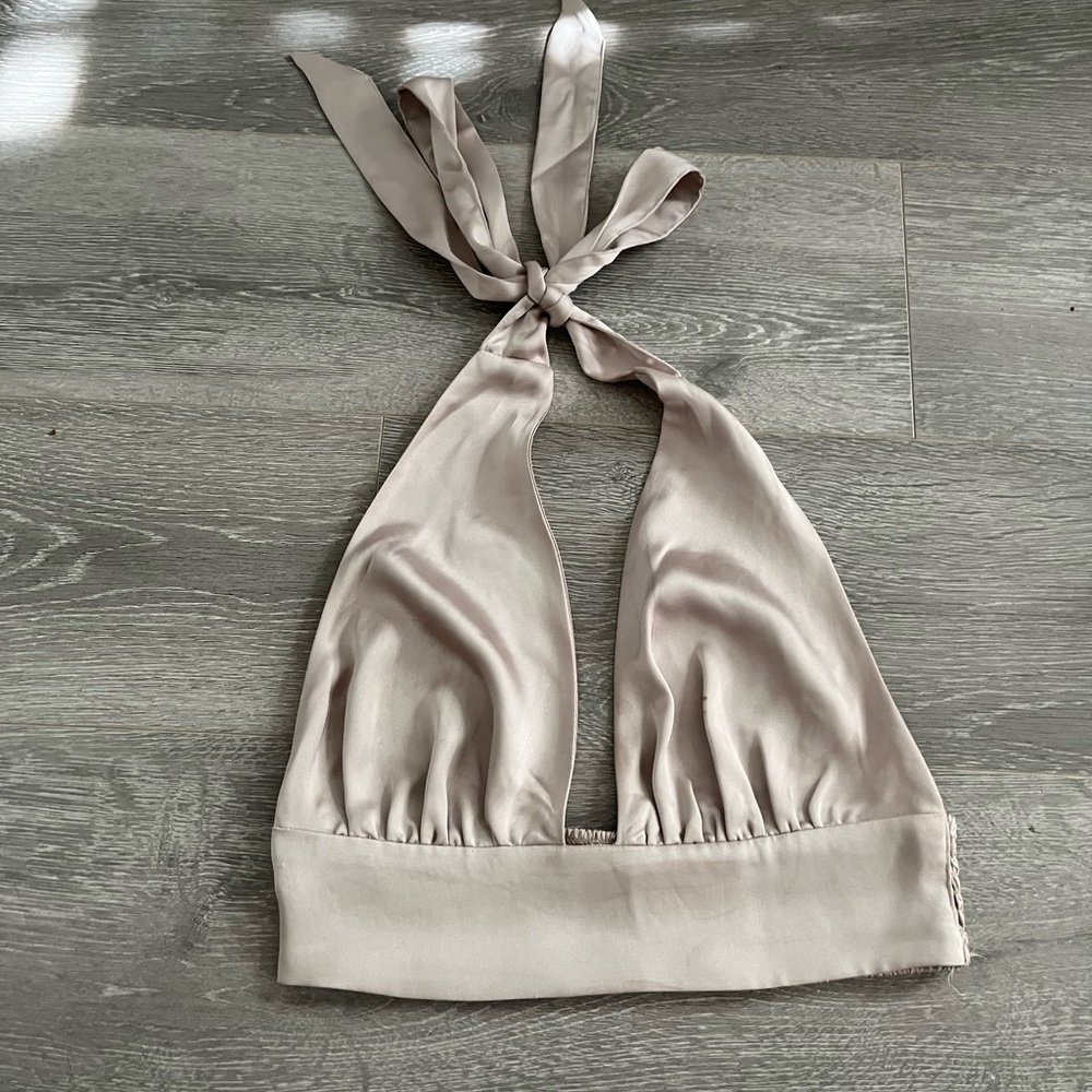 GARAGE silk gold halter top